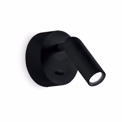 Collezione BEAN ROUND LA LUCE DOVE VUOI Base tonda e diffusore orientabile in metallo placcato nero, dotato di interruttore O ...