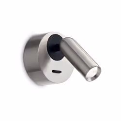 Collezione BEAN ROUND LA LUCE DOVE VUOI Base tonda e diffusore orientabile in metallo verniciato a polveri color nickel, con  ...