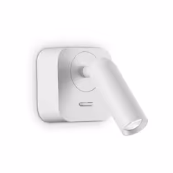 Collezione BEAN SQUARE LA LUCE DOVE VUOI Base quadra e diffusore orientabile in metallo placcato bianco, con interruttore ON/ ...