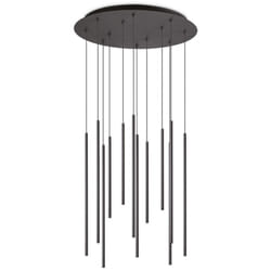 Sospensione Moderna Filo Metallo Nero 12 Luci Led 25W 3000K Luce Calda