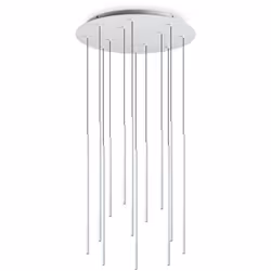 Collezione FILO FILI DI LUCE SOSPESA Sospensione moderna 12 luci con base e corpo luce in metallo verniciato a polveri bianco ...
