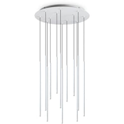 Sospensione Moderna Filo Metallo Bianco 12 Luci Led 25W 3000K Luce Calda
