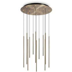 Sospensione Moderna Filo Metallo Ottone 12 Luci Led 25W 3000K Luce Calda
