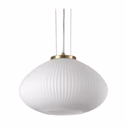 Collezione PLISSE' VETRO SOFFIATO BIANCO PER UN DESIGN COOL Sospensione moderna con montatura in metallo placcato ottone sati ...