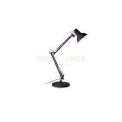 Lampada tecnica in metallo con braccio snodato e bilanciato a molle. Diffusore orientabile.