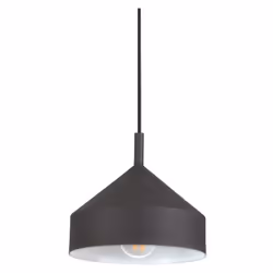 Collezione YURTA ESSENZIALE E MODERNA Sospensione moderna a 1 luce con rosone e paralume in metallo verniciato a polveri nero ...