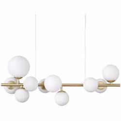 Collezione PERLAGE BOLLE IN VETRO SOFFIATO Sospensione a 10 luci moderna montatura in metallo ottone satinato con struttra li ...