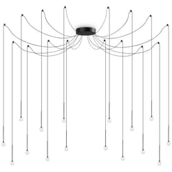 Sospensione Industrial-Minimal Lucciola Metallo Nero 16 Luci Led 16W 3000K