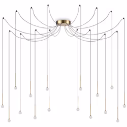 Collezione LUCCIOLA PENDENTI LED Sospensione moderna con rosone e corpo luce sospeso in metallo placcato ottone..