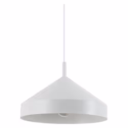Collezione YURTA ESSENZIALE E MODERNA Sospensione moderna a 1 luce con rosone e paralume in metallo verniciato a polveri bian ...