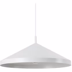 Collezione YURTA ESSENZIALE E MODERNA Sospensione moderna a 1 luce con rosone e paralume in metallo verniciato a polveri bian ...