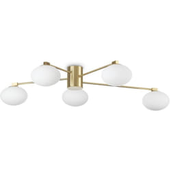 Plafoniera Contemporanea Hermes Metallo Ottone 5 Luci G9 3W 3000K Luce Calda