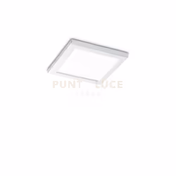 Plafoniera con corpoluce e diffusore in materiale plastico opaco. Apparecchio per installazione in superficie o a incasso.