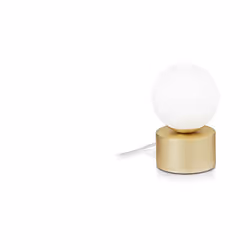 Collezione PERLAGE BOLLE IN VETRO SOFFIATO Lampada da tavolo 1 luce con montatura in metallo ottone satinato con vetri bianch ...