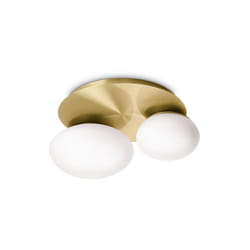 Ideal Lux - Plafoniera Contemporanea Ninfea Metallo Ottone 2 Luci Gx53 9W 3000K Luce Calda
