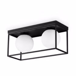 Collezione Lingotto DESIGN GEOMETRICO Plafoniera Contemporanea Lingotto Metallo Nero 2 Luci E14 28W IP20 A++ h.21,5 D. L.45,5 ...