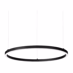 Collezione ORACLE FORME SLIM E CONTEMPORANEE Sospensione costituita da una montatura sottile in alluminio verniciato nero opa ...