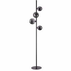 Collezione PERLAGE BOLLE IN VETRO SOFFIATO Lampada da terra moderna a 4 luci con montatura in metallo nero opaco con struttra ...