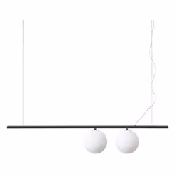 Collezione PERLINE DETTAGLI D'AUTORE Sospensione lineare 2 luci con rosone e montatura in metallo finitura nero opaco..
