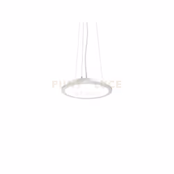 Lampadario sospeso con base circolare e corpo luce in alluminio, diffusore microprismatizzato