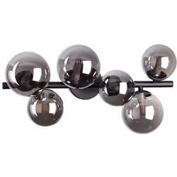 Collezione Perlage BOLLE IN VETRO SOFFIATO Plafoniera Contemporanea Perlage Metallo Nero 6 Luci G9 15W 3000K IP20 A++ h.19,5 ...