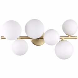 Collezione Perlage BOLLE IN VETRO SOFFIATO Plafoniera Contemporanea Perlage Metallo Ottone 6 Luci G9 15W 3000K IP20 A++ h.19, ...