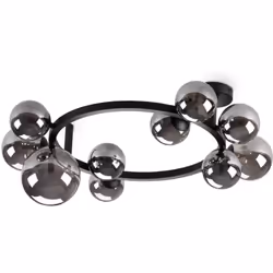 Collezione Perlage BOLLE IN VETRO SOFFIATO Plafoniera Contemporanea Perlage Metallo Nero 10 Luci G9 15W 3000K IP20 A++ h.27,5 ...