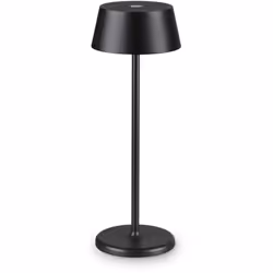Base, stelo e paralume in metallo verniciato opaco. Diffusore in acrilico. Batteria ricaricabile e interruttore touch integra ...