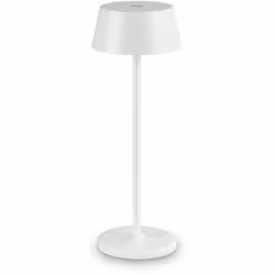 Base, stelo e paralume in metallo verniciato opaco. Diffusore in acrilico. Batteria ricaricabile e interruttore touch integra ...