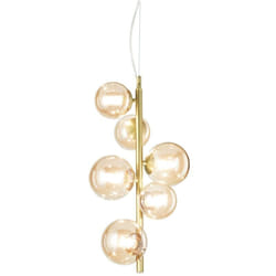 Lampadario a Sospensione Moderno Perlage Metallo Ottone 6 Luci G9 15W 3000K