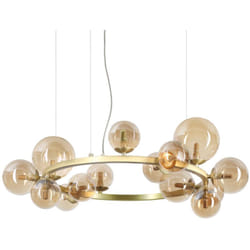 Lampadario A Sospensione Moderno Perlage Metallo Ottone 14 Luci G9 15W 3000K