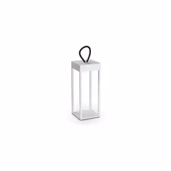 Lampada portatile a batteria, ricaricabile. Corpoluce in alluminio verniciato a polveri. Maniglia in gomma nera. Diffusore in ...