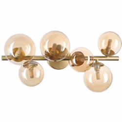 Collezione Perlage BOLLE IN VETRO SOFFIATO Plafoniera Contemporanea Perlage Metallo Ottone 6 Luci G9 15W 3000K IP20 A++ h.19, ...