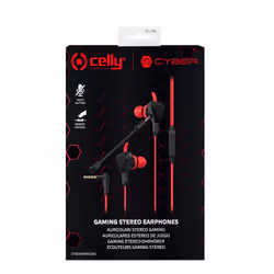 Celly CyberWired Auricolare Cablato In-ear Gaming Nero, Rosso - Vista aggiuntiva 7