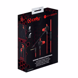 Celly CyberWired Auricolare Cablato In-ear Gaming Nero, Rosso - Vista aggiuntiva 8