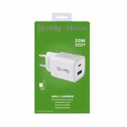 Celly TC2USBUSBC20WWH Caricabatterie per dispositivi mobili Smartphone, Orologio intelligente, Tablet Bianco AC Interno - Vista aggiuntiva 5