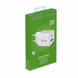 Celly TC2USBUSBC20WWH Caricabatterie per dispositivi mobili Smartphone, Orologio intelligente, Tablet Bianco AC Interno - Vista aggiuntiva 6
