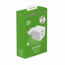 Celly TC2USBC20WWH Caricabatterie per dispositivi mobili Smartphone, Tablet Bianco AC Interno - Vista aggiuntiva 5
