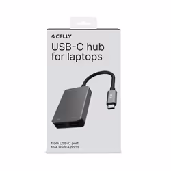Celly PROHUB4IN1SV hub di interfaccia USB 2.0 Type-C Grigio