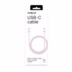 Celly USBCUSBCCOTTPK cavo USB 1,5 m USB C Rosa, Bianco