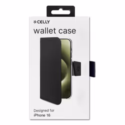 Celly WALLY1078 Custodia a borsellino iPhone 16 ecopelle Nero - Vista aggiuntiva 2