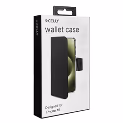 Celly WALLY1078 Custodia a borsellino iPhone 16 ecopelle Nero - Vista aggiuntiva 3