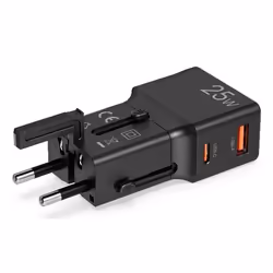 Celly MULTIPLUGSL25W Caricabatterie per dispositivi mobili Cuffie, Smartphone, Tablet Nero AC Ricarica rapida Interno - Vista aggiuntiva 3