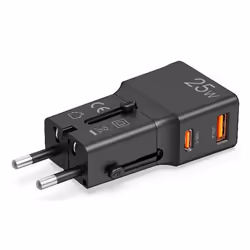Celly MULTIPLUGSL25W Caricabatterie per dispositivi mobili Cuffie, Smartphone, Tablet Nero AC Ricarica rapida Interno - Vista aggiuntiva 4