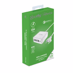 Celly PSUSBC60WWH Caricabatterie per dispositivi mobili Universale Bianco AC Ricarica rapida Interno - Vista aggiuntiva 4