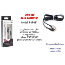 Maxtech - Cavo Filo Usb Veloce Ricarica Per Iphone 5volt - 2000ma 1,50mt F-ip011 -