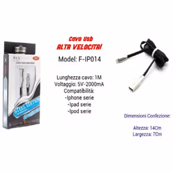 CAVO USBModel: F-IP014Lunghezza cavo: 1,00 mtAmpere: 5volt - 2000mAColori: nero, rosso e biancoN.B.IL COLORE DELL'OGGETTO SAR ...