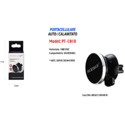 MaxTech - Supporto Calamitato Auto Universale Per Smartphone Portacellulare Maxtech Pt-c018 -
