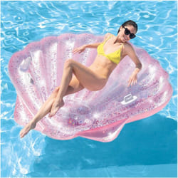 TrAdE Shop Traesio - Materassino Isola Gonfiabile Conchiglia Glitter Pvc Mare Piscina 178x165cm -