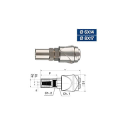 Fraschetti - rubinetto innesto rapido universale con portagomma per compressore 14486V ø 6X14 (14486)